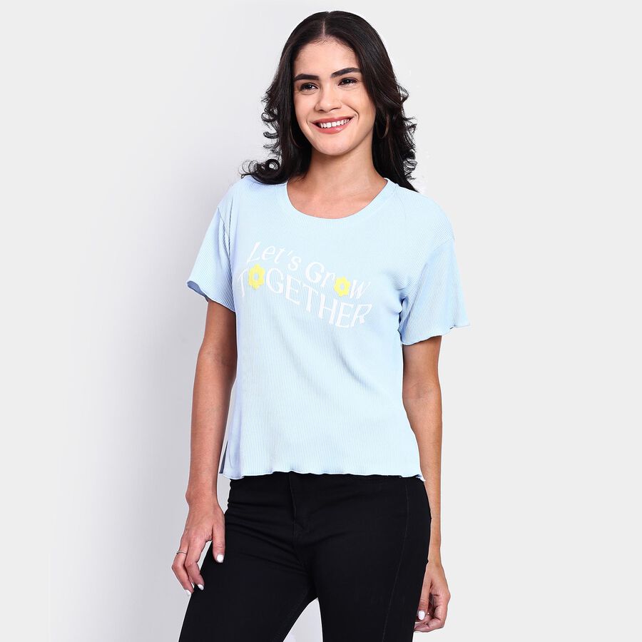 Ladies'  Crop  Top, नीला, large image number null
